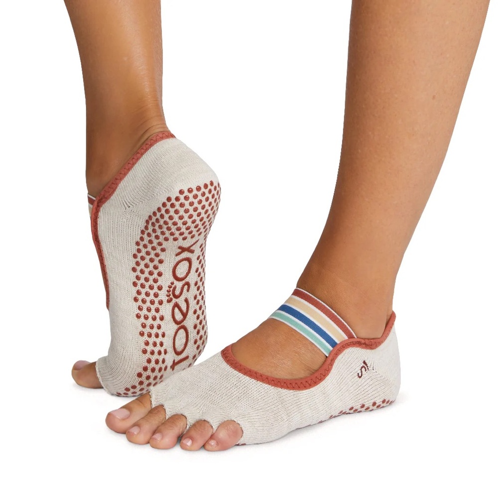 NWT ToeSox Women's MIA Half Toe Grip Socks in Vintage Rainbow